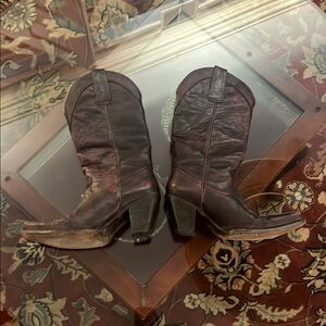 Women's Maroon Leather Cowboy Boots